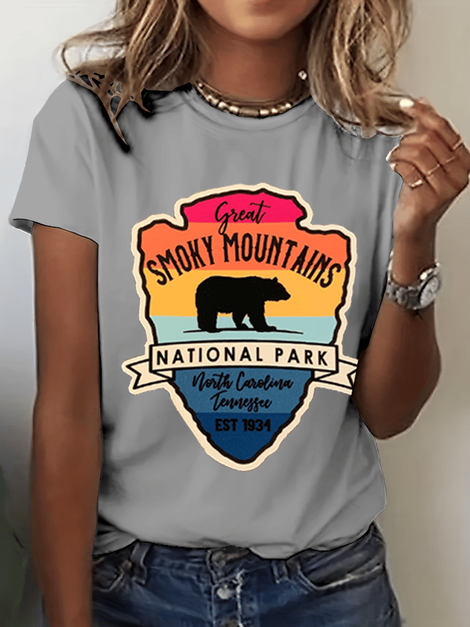 Women's Smoky Mountains National Park Print Crew Neck T-Shirt