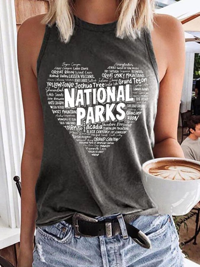 Women's National Parks Explore, Protect, Preserve Print Crew Neck Tank Top