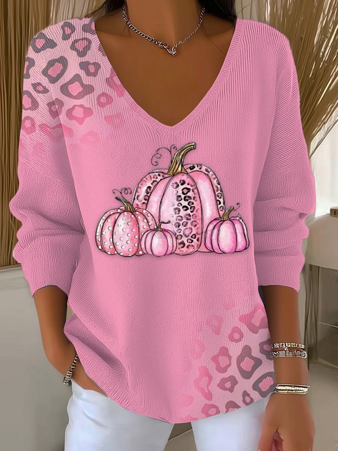 Women's Casual Autumn Pumpkin Bottoming Shirt