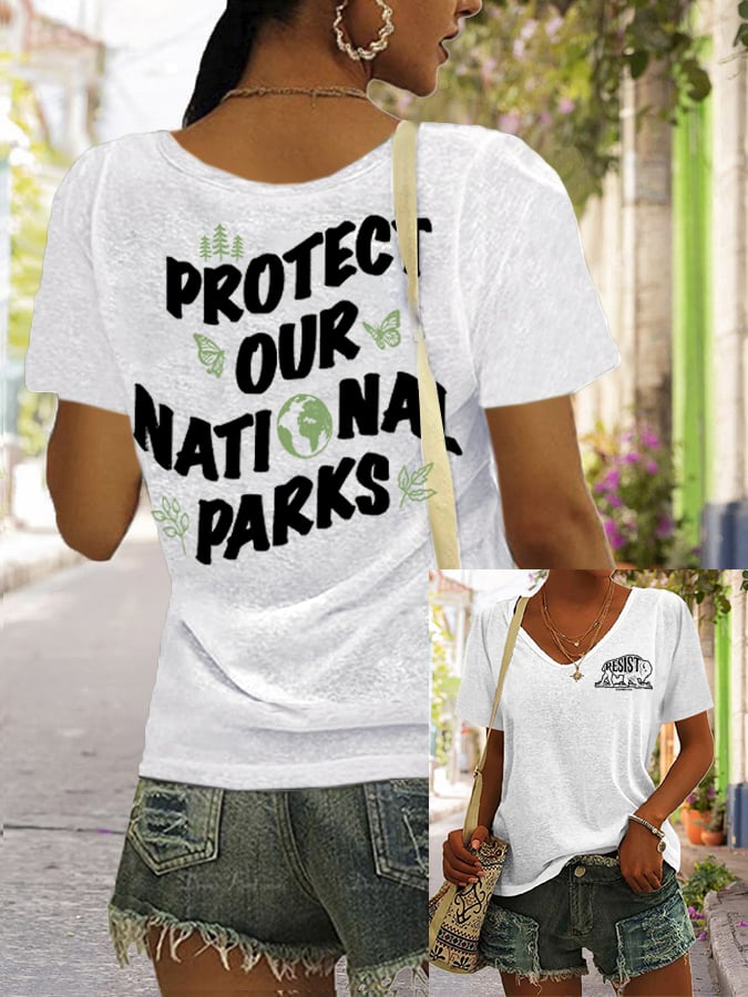 Women's Protect Our National Parks Printed Short-Sleeved T-Shirt