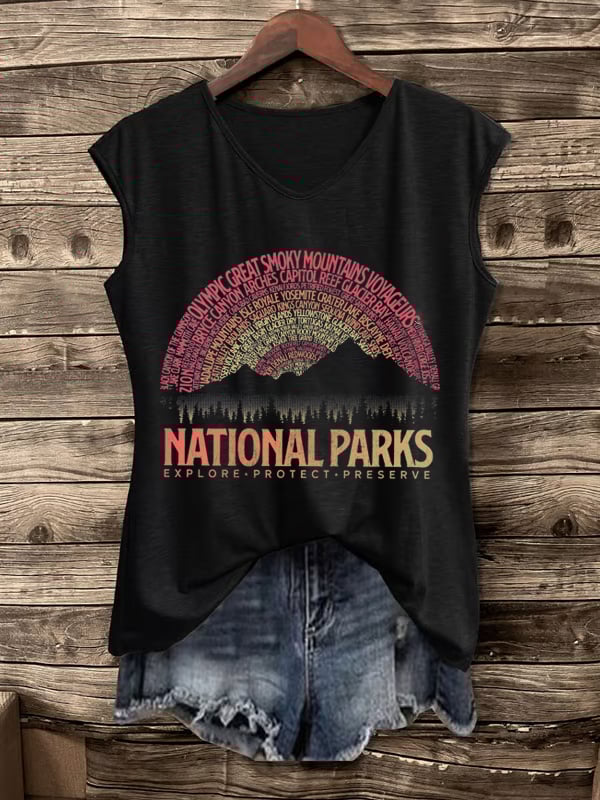 Women's Hotspots 63 National Parks Explore, Protect, And Preserve Print Casual Vest