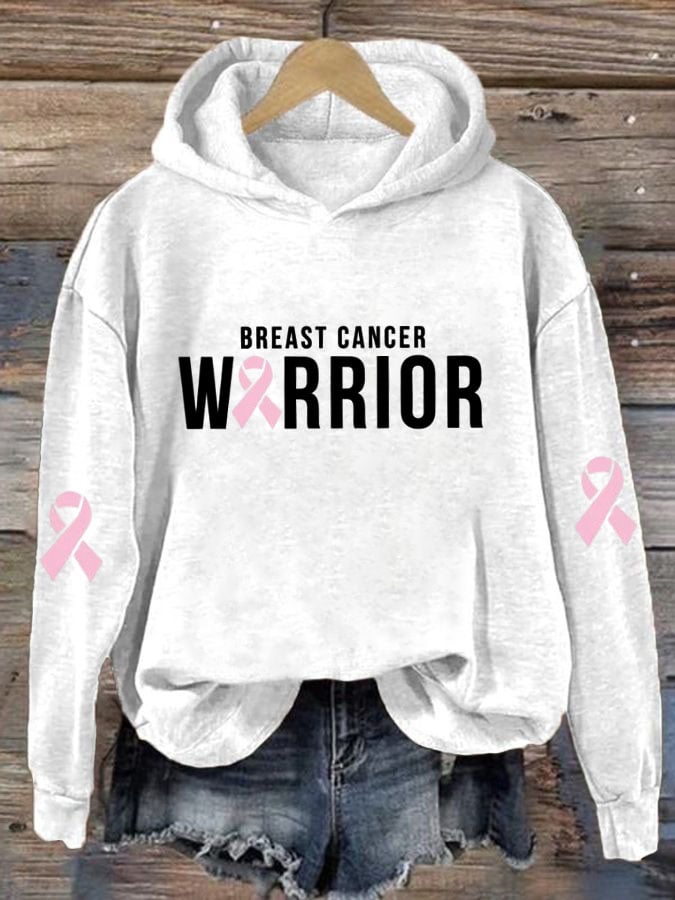 Women's Breast Cancer Sequin Pink Ribbon Hoodie