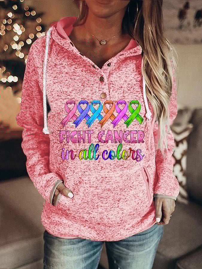 Breast Cancer Print Casual Sweatshirt