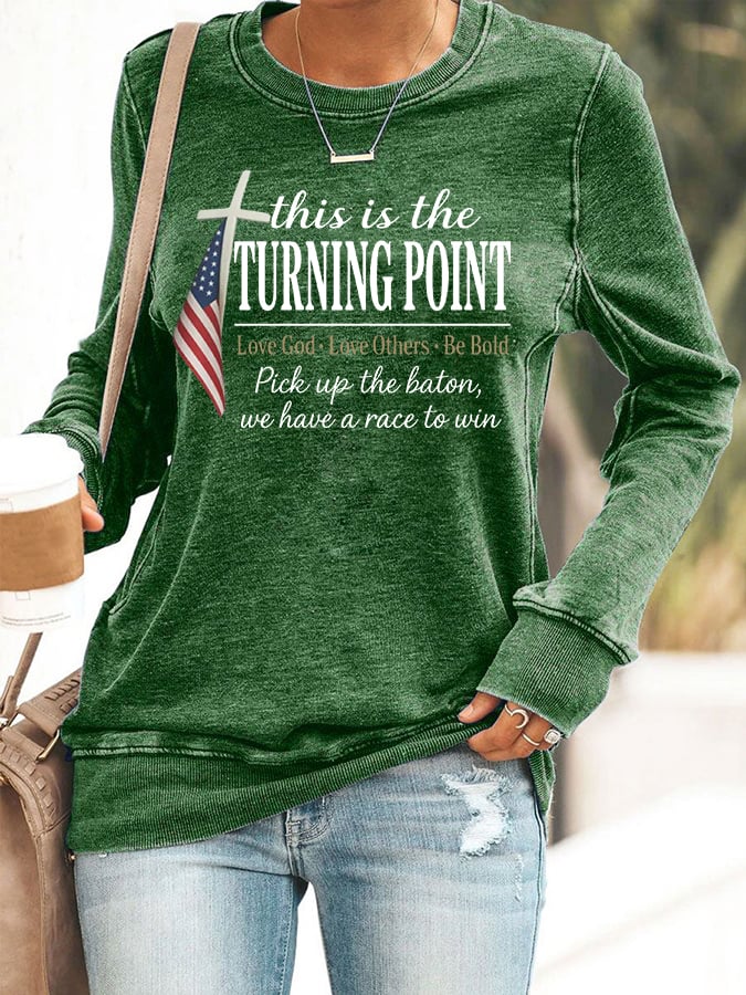 Women's This Is The Turning Point Print Round Neck Sweatshirt