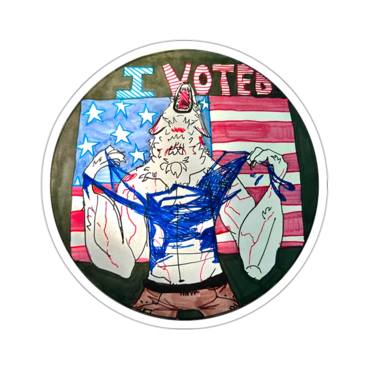 I Voted Wolf Sticker