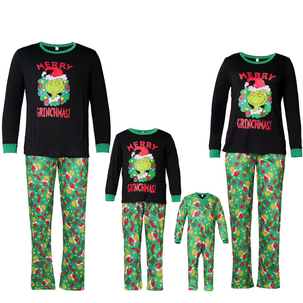 Green Grinch Print Matching Family Christmas Pajamas