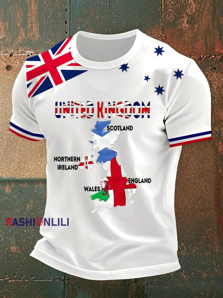 Men's Union Jack Printed Casual T-Shirt