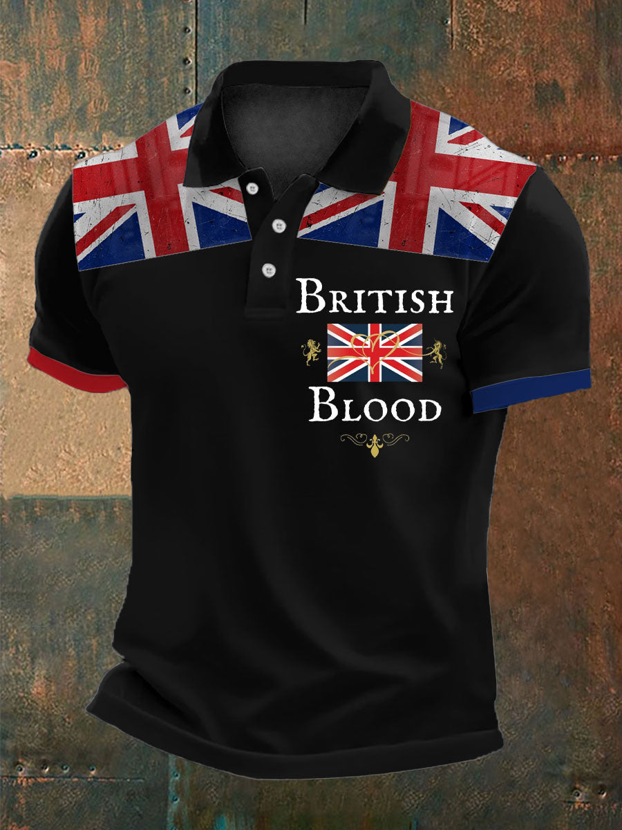 Men's British Blood Printed Polo Shirt