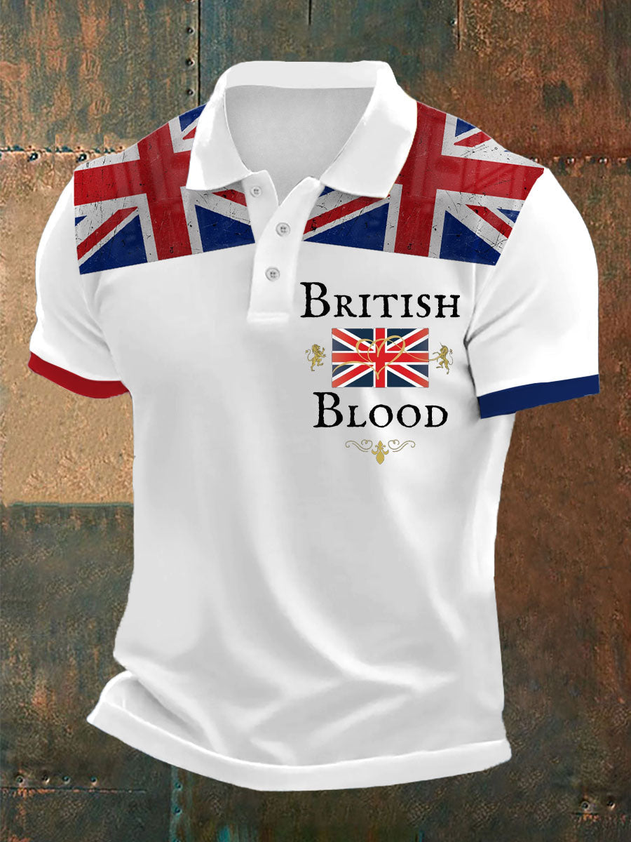 Men's British Blood Printed Polo Shirt