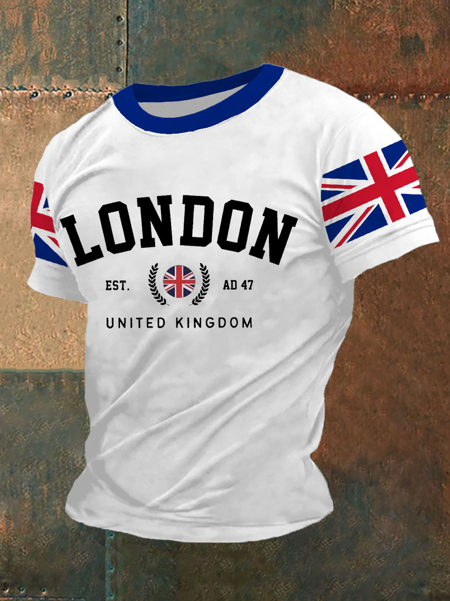 Men's UK Flag Print Casual Tee