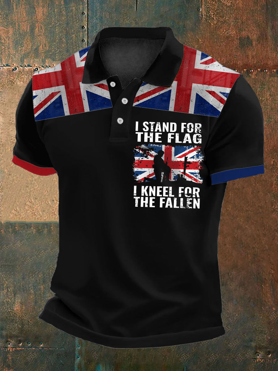Men's Stand For The Flag Kneel For The Fallen British Printed Polo Shirt