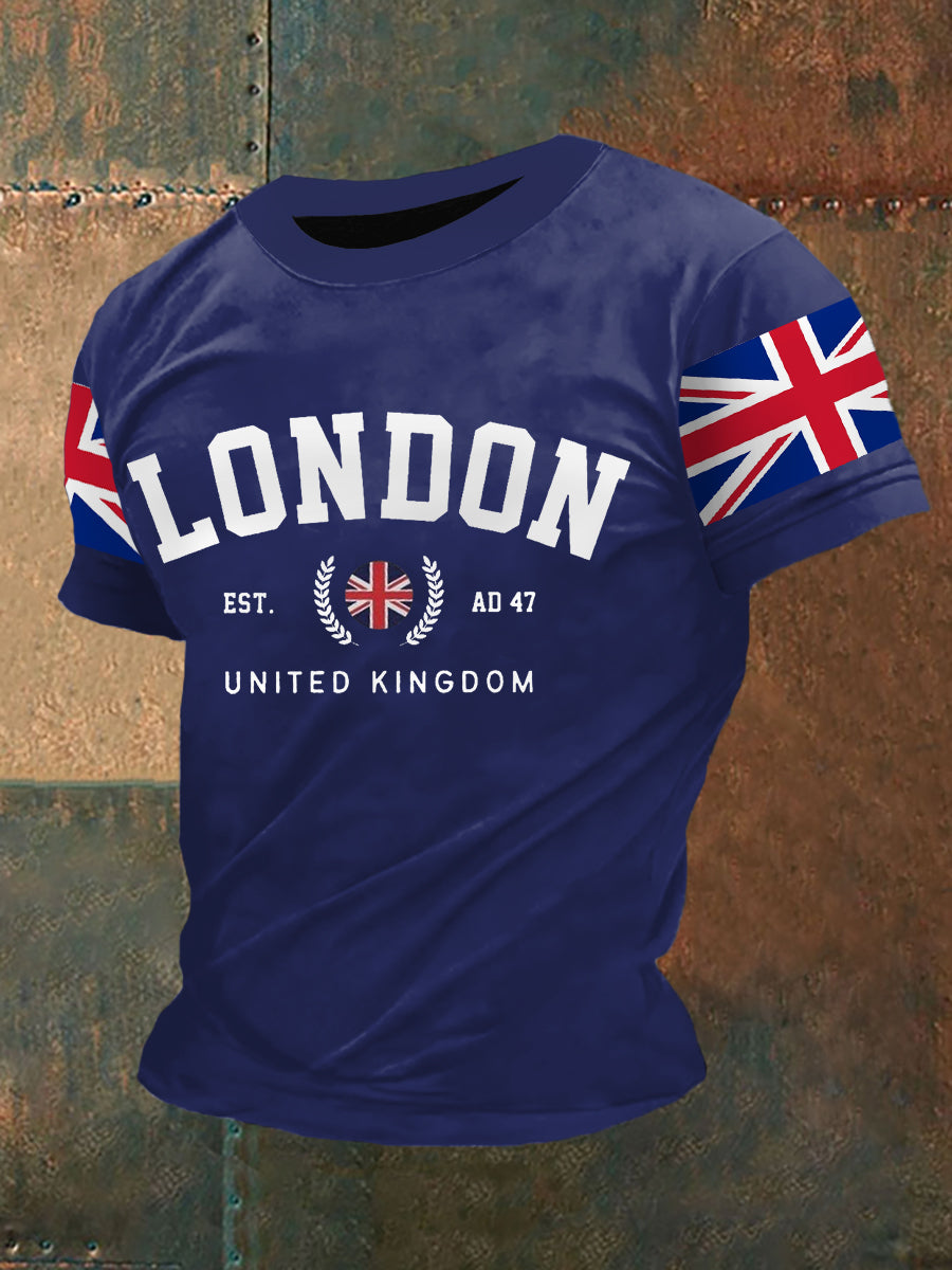 Men's UK Flag Print Casual Tee