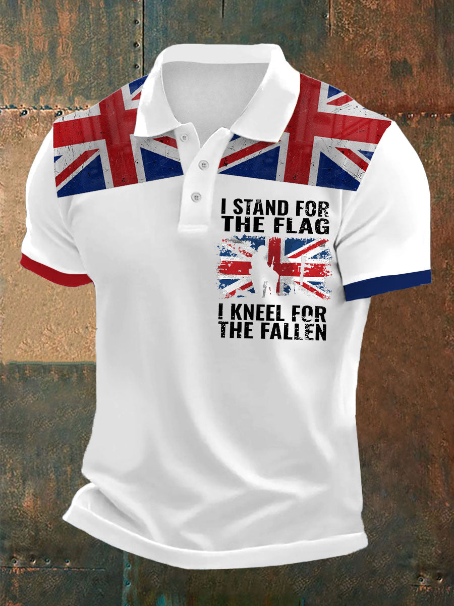 Men's Stand For The Flag Kneel For The Fallen British Printed Polo Shirt
