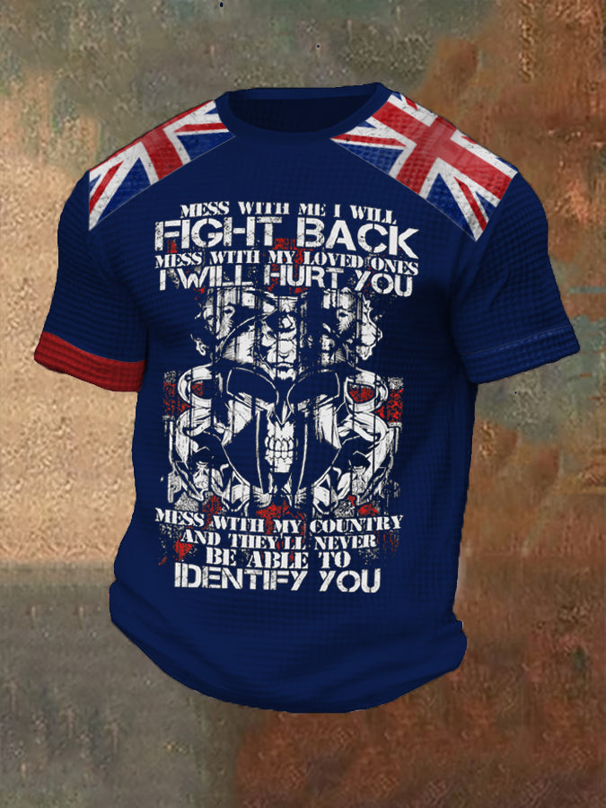 Men's Don't Mess With My Country British Printed Waffle T-shirt