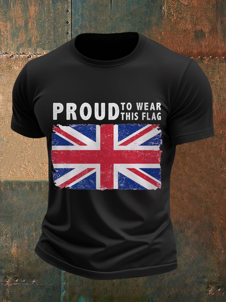Men's Proud To Wear This Flag UK Flag Print Casual Tee