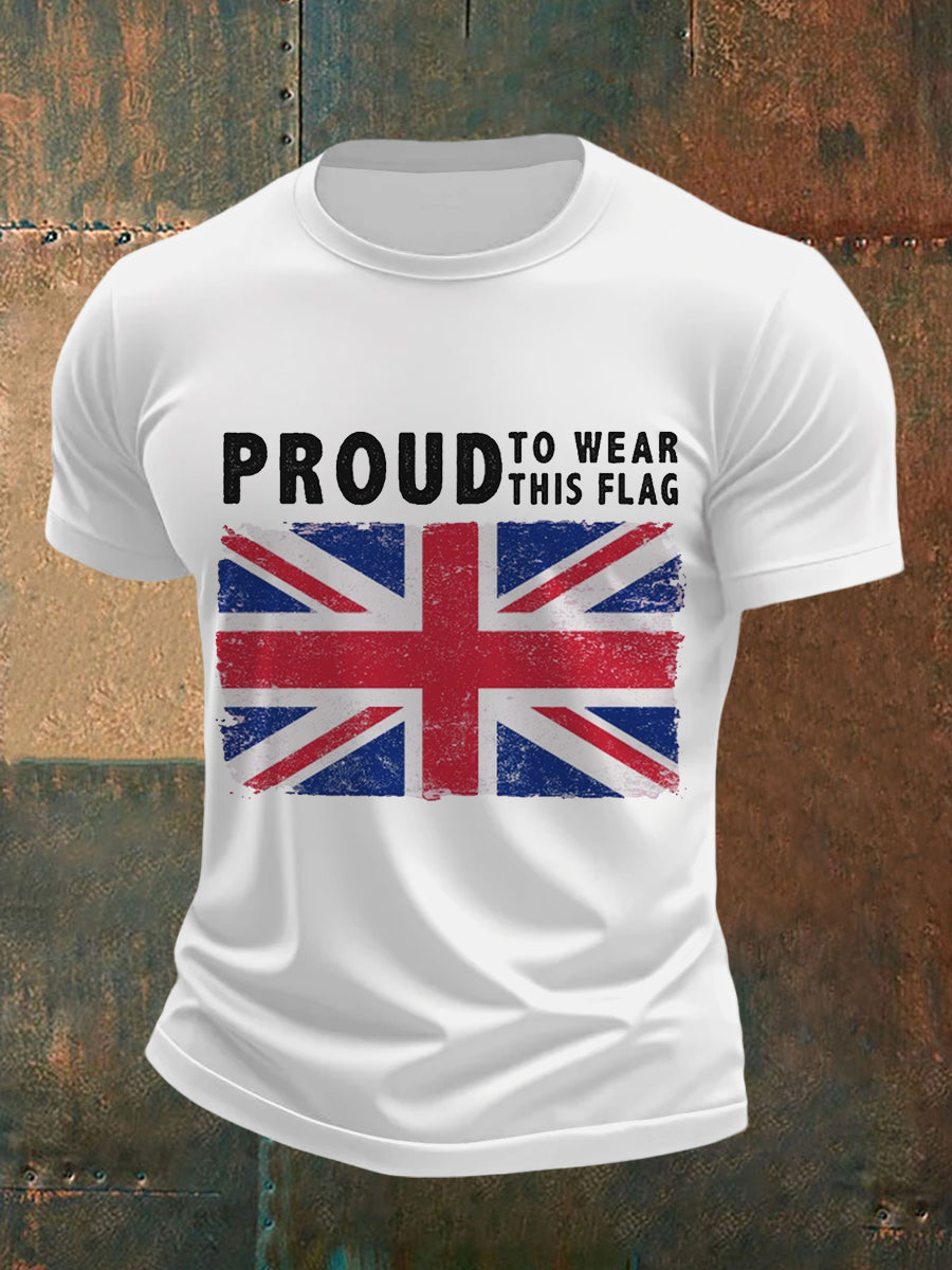 Men's Proud To Wear This Flag UK Flag Print Casual Tee