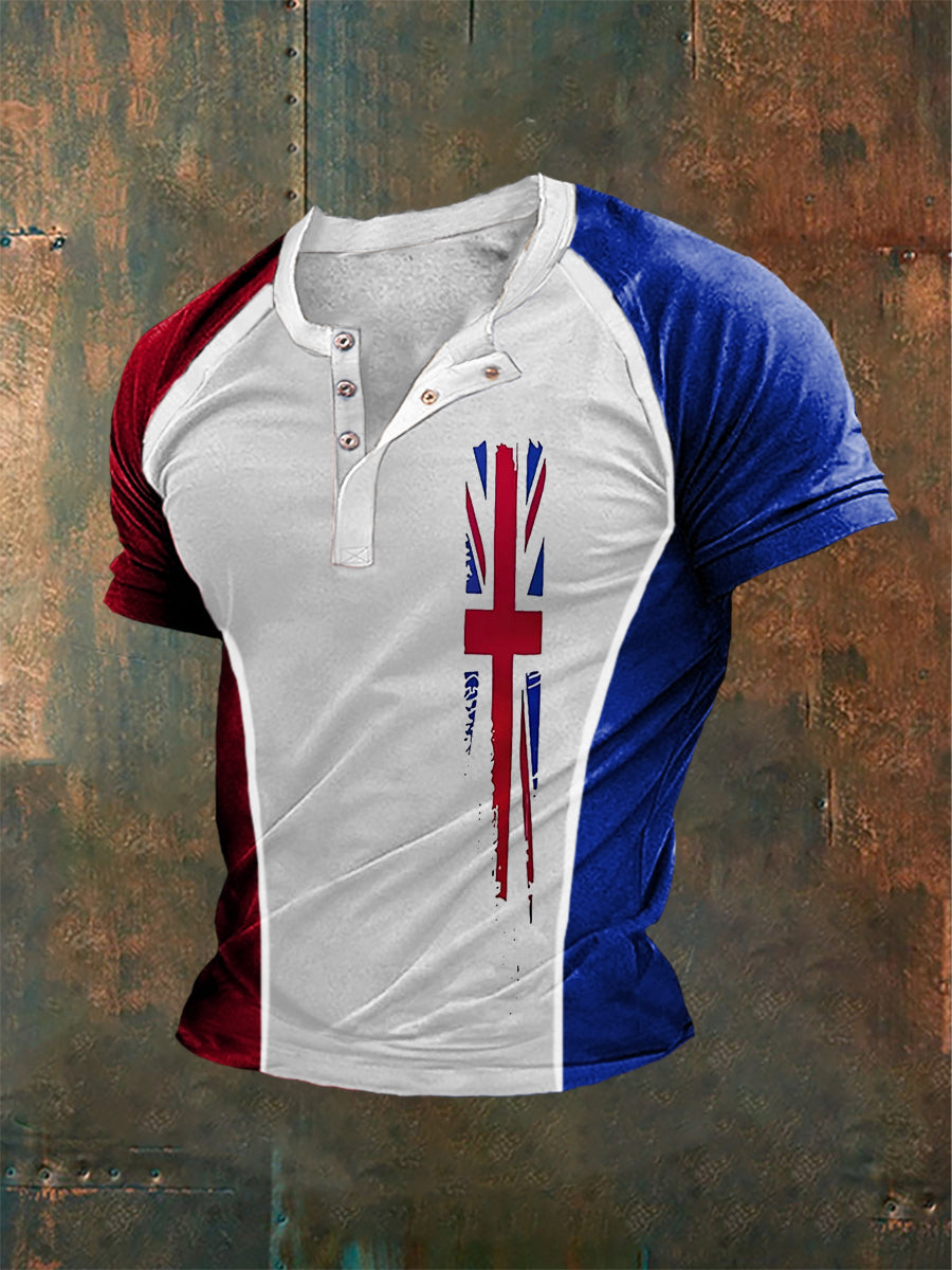 Men's Union Jack Button T-Shirt