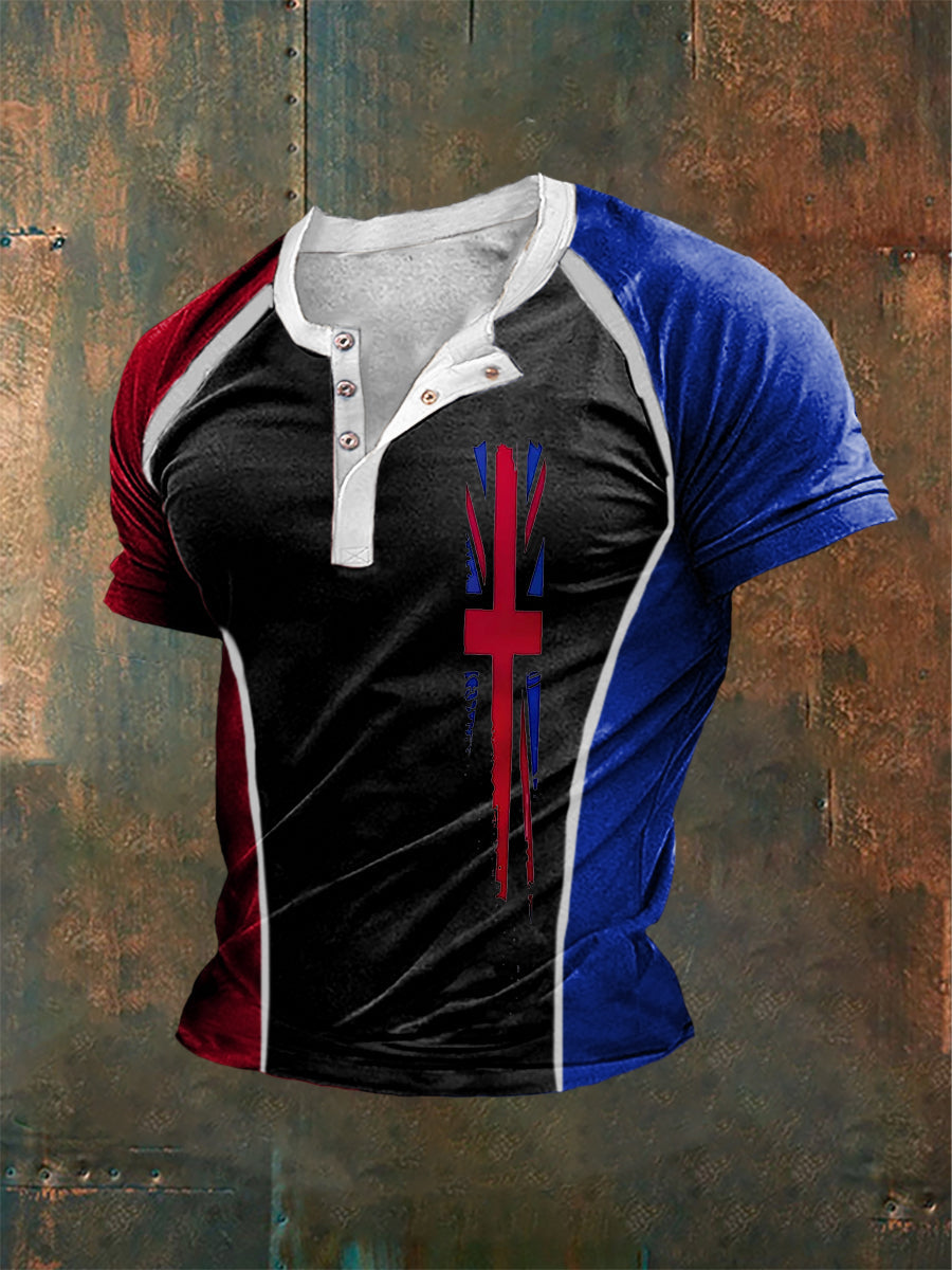 Men's Union Jack Button T-Shirt