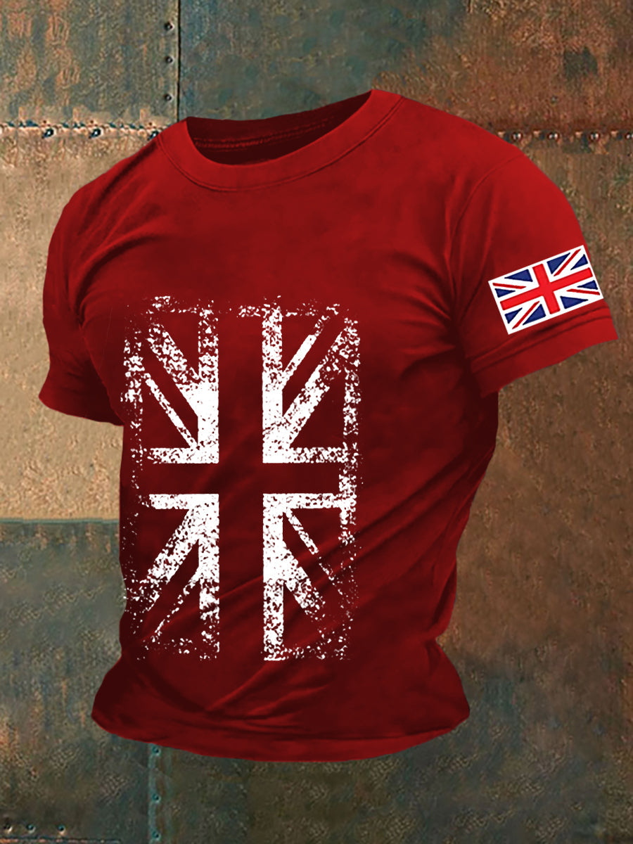 Men's UK Flag Printed Casual Short Sleeve T-shirt