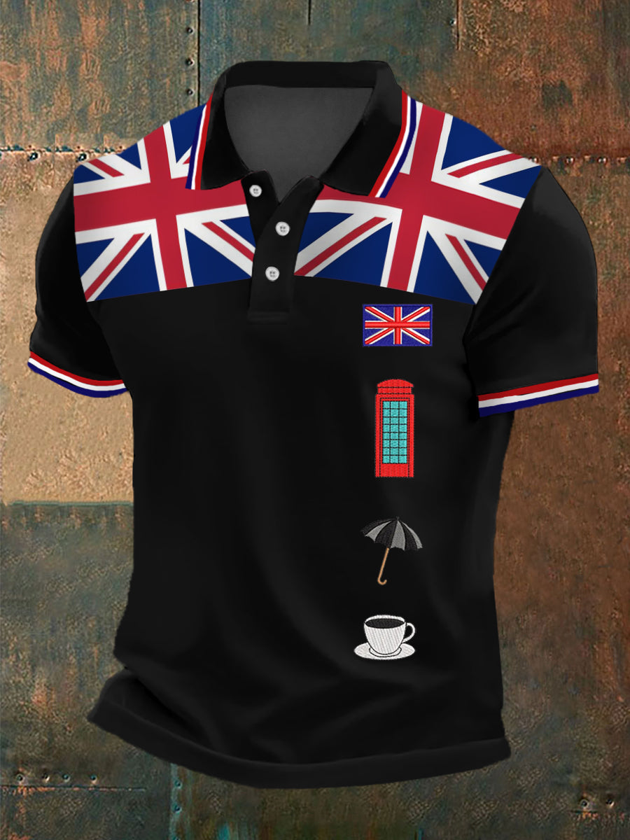 Men's UK Flag Print Casual Polo