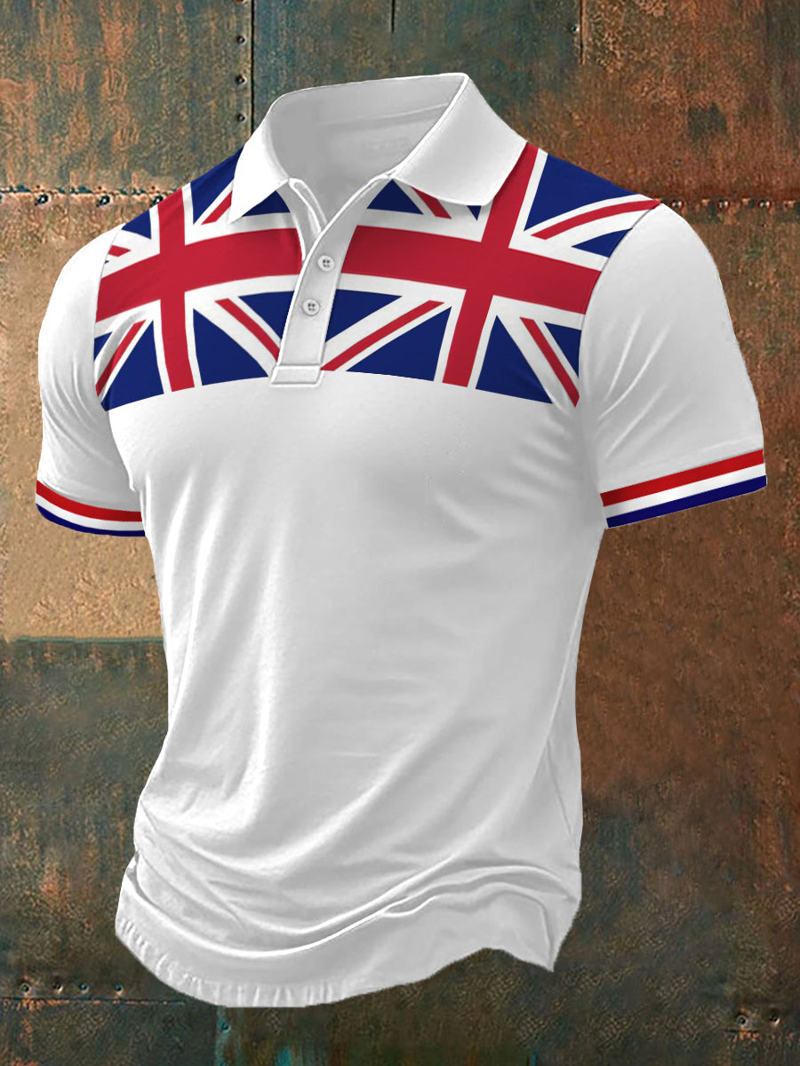 Men's UK Flag Print Casual Polo