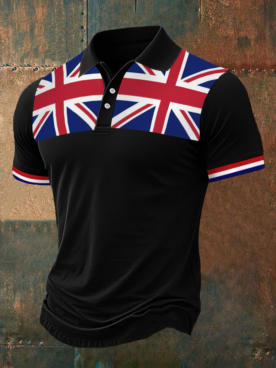 Men's UK Flag Print Casual Polo