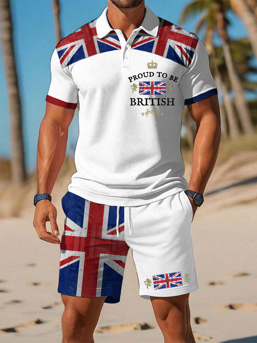 Men's Proud To Be British Printed Polo Sets