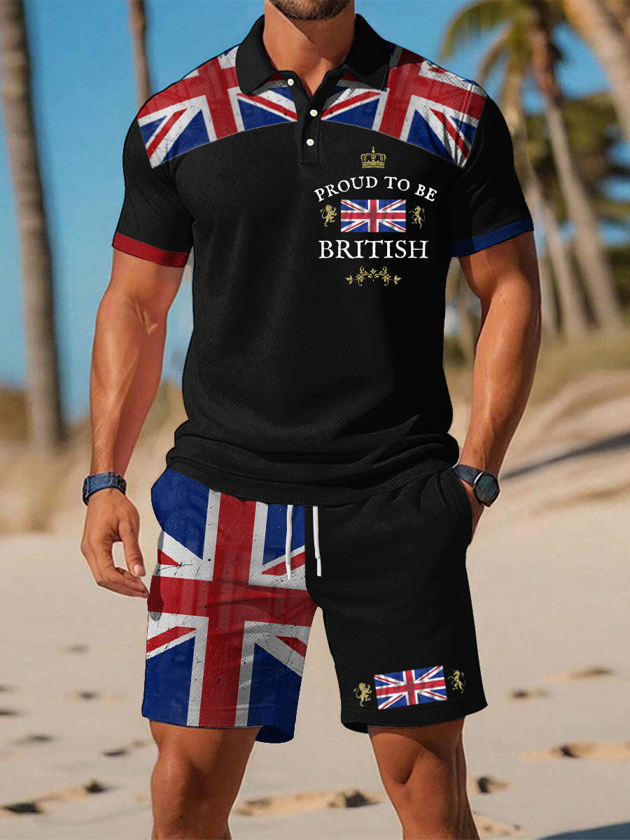 Men's Proud To Be British Printed Polo Sets