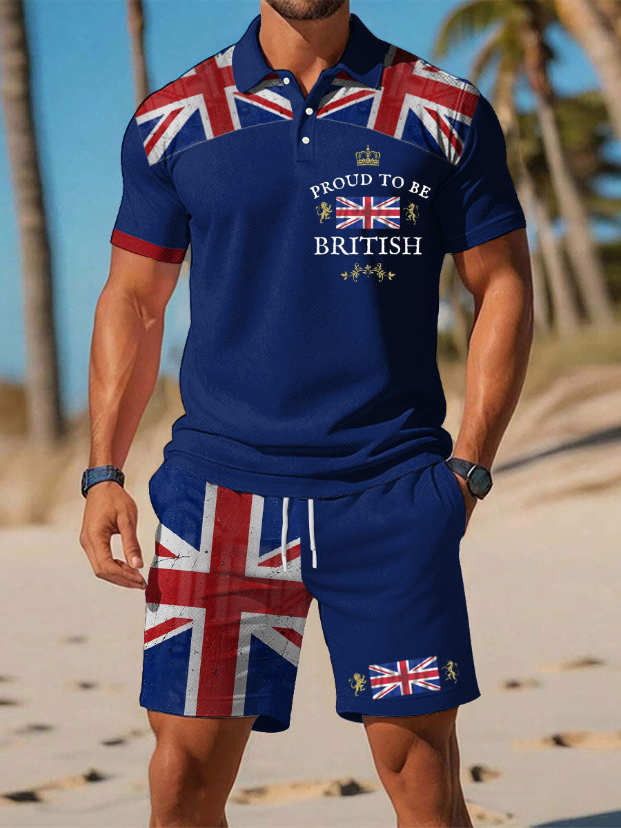 Men's Proud To Be British Printed Polo Sets