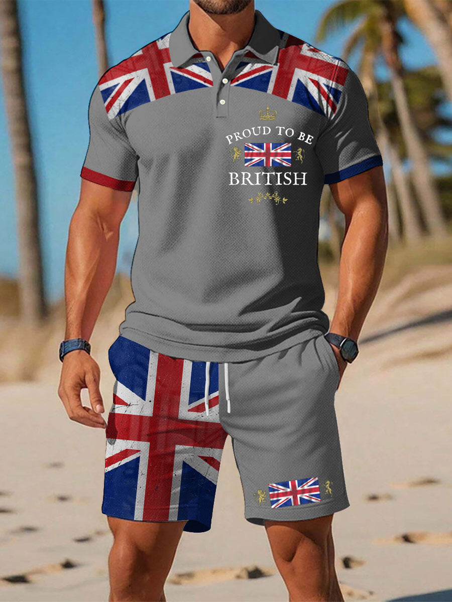Men's Proud To Be British Printed Polo Sets