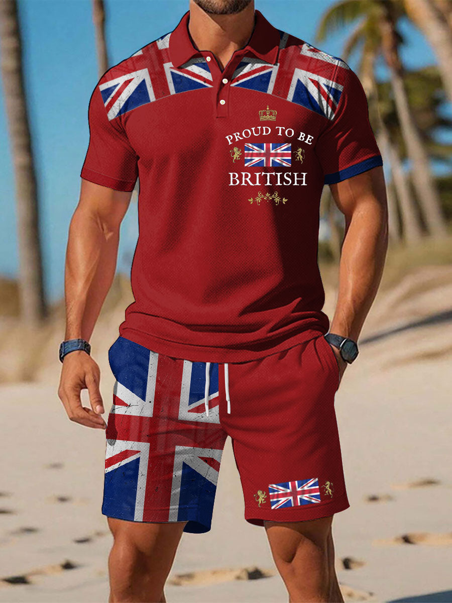 Men's Proud To Be British Printed Polo Sets