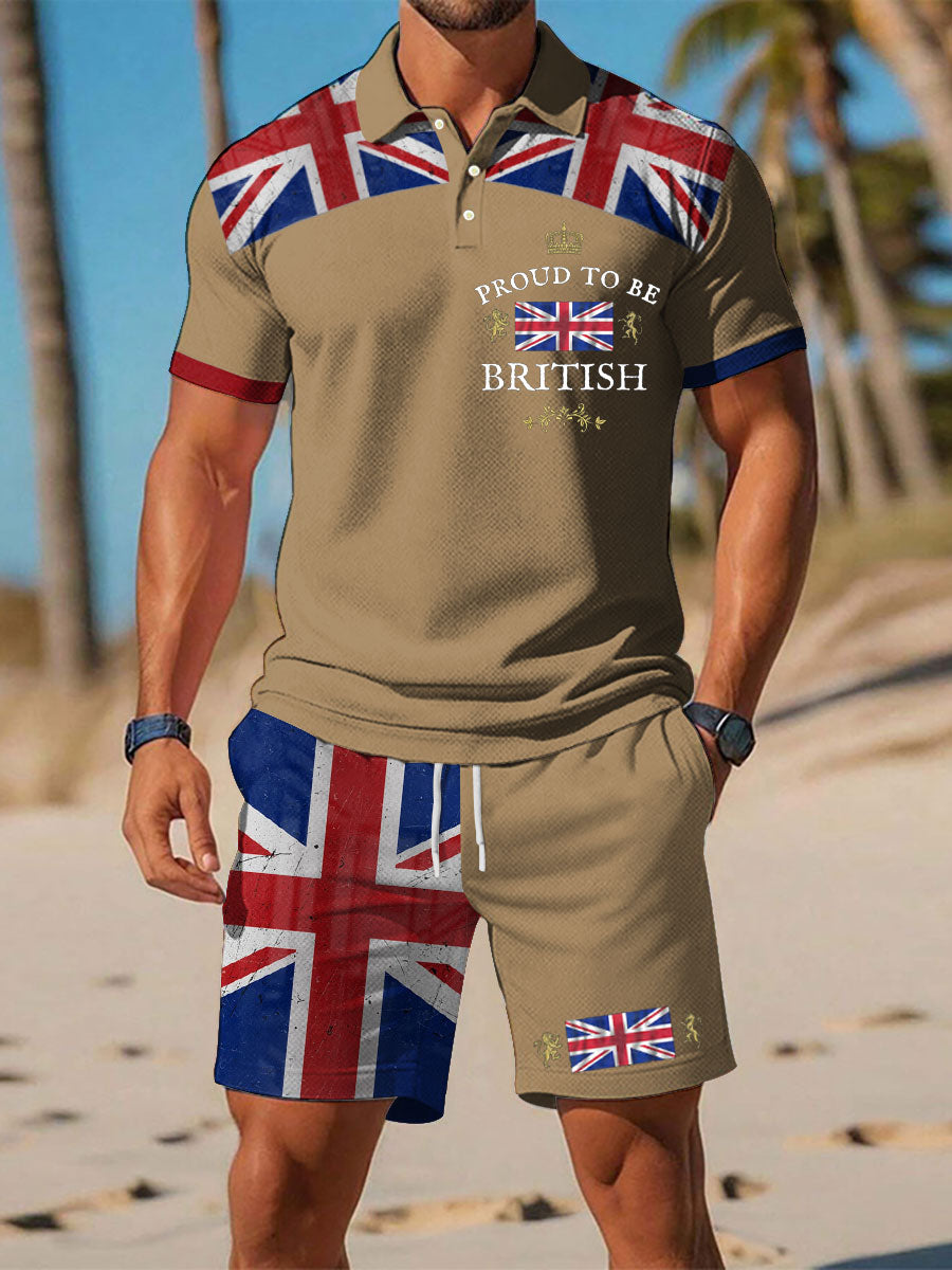 Men's Proud To Be British Printed Polo Sets