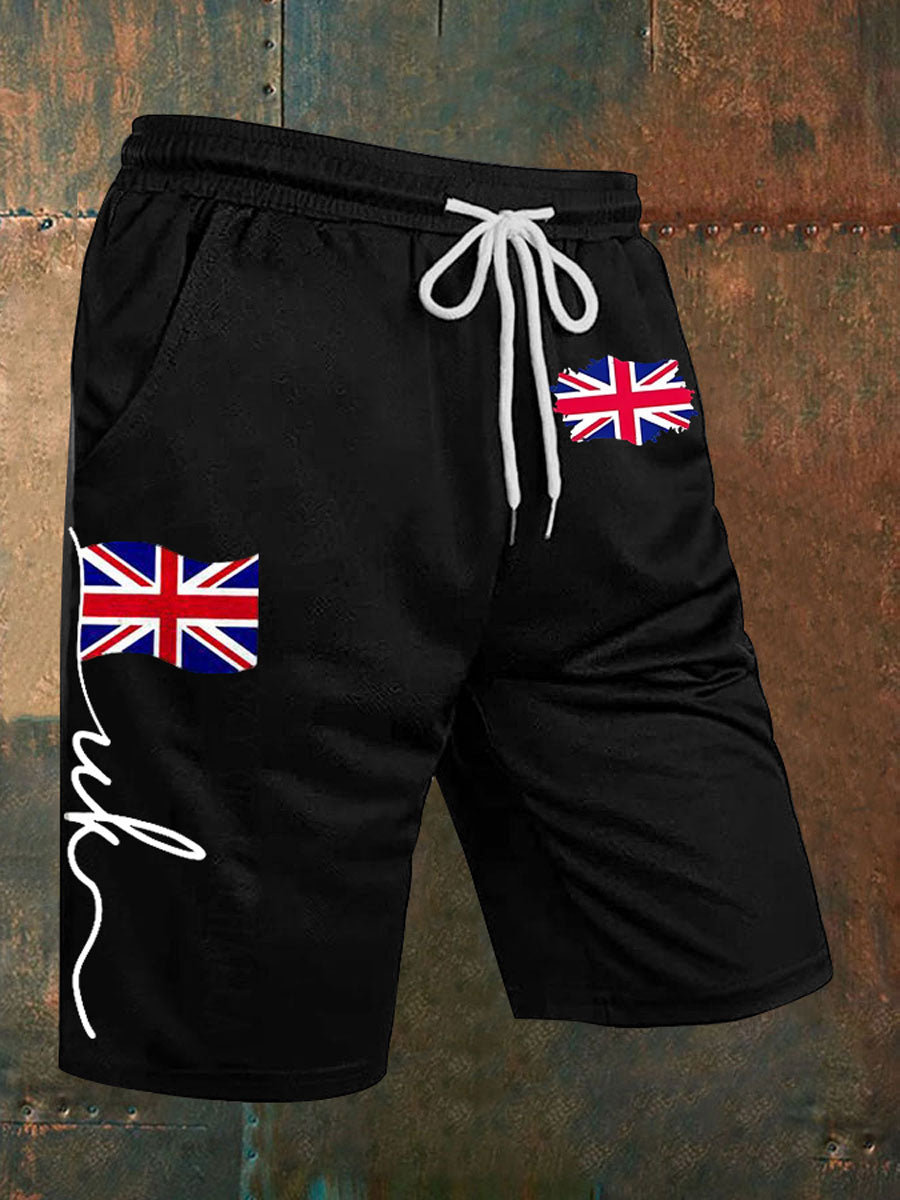 Men's Union Jack Print Casual Shorts