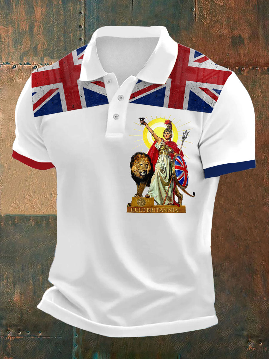 Men's British Britannia Printed Polo Shirt