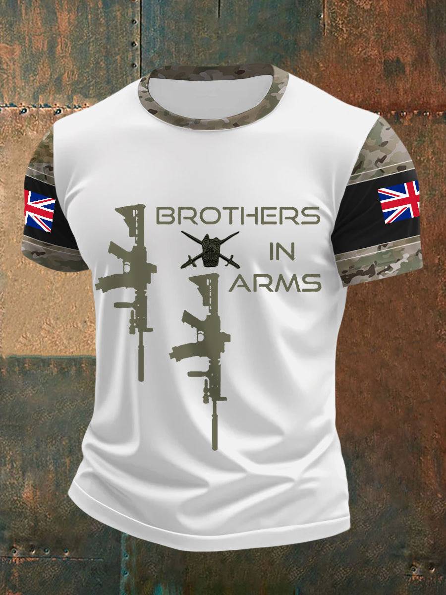 Men's Brothers In Arms UK Flag Camouflage Print Casual Tee