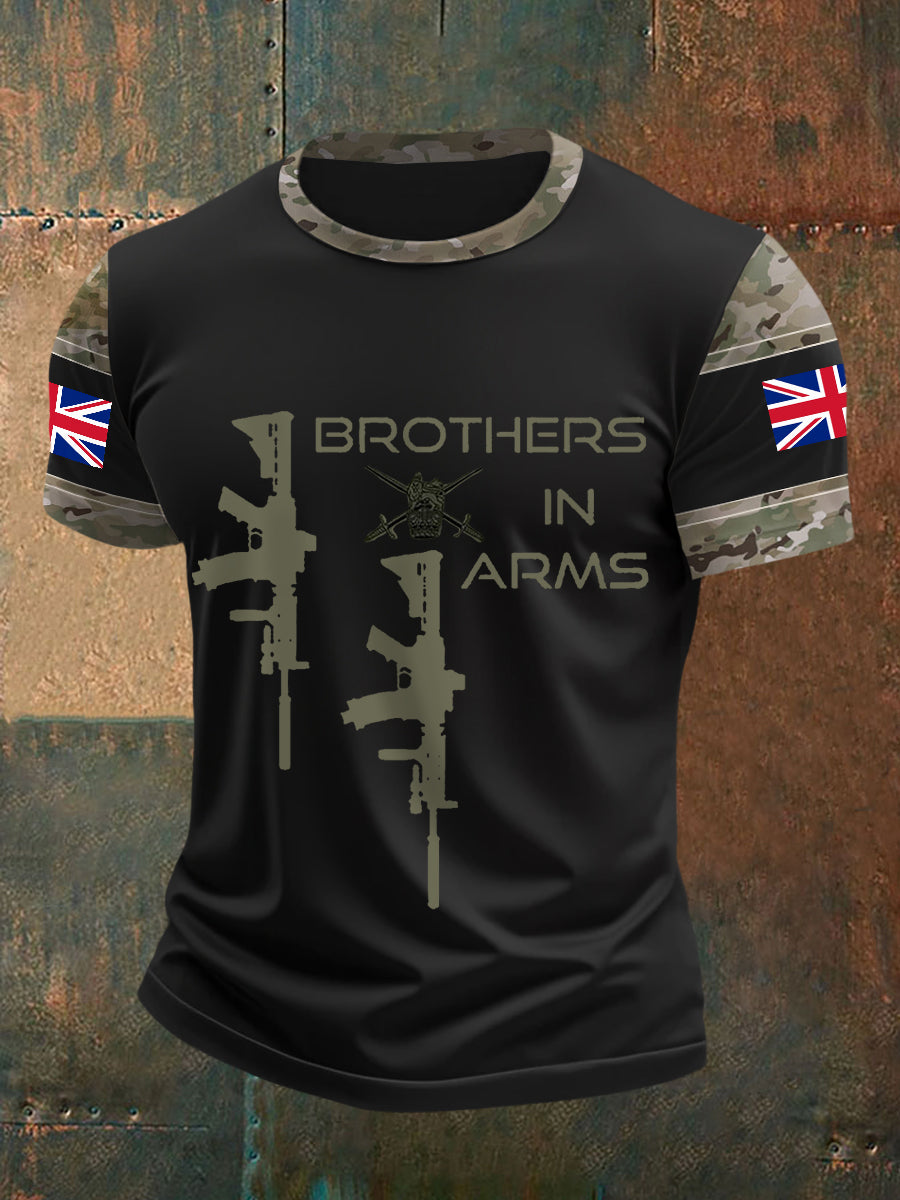 Men's Brothers In Arms UK Flag Camouflage Print Casual Tee