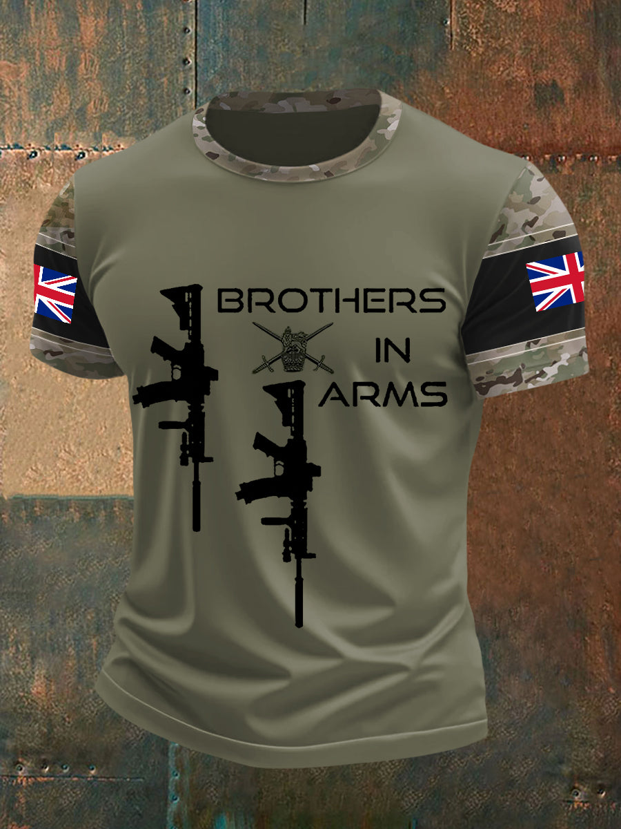 Men's Brothers In Arms UK Flag Camouflage Print Casual Tee
