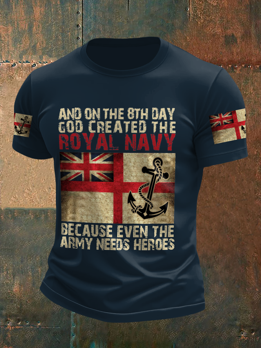 Men's Royal Navy Veteran On The 8th Day Printed T-shirt