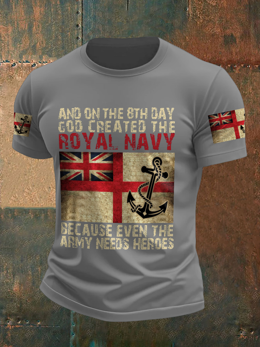 Men's Royal Navy Veteran On The 8th Day Printed T-shirt