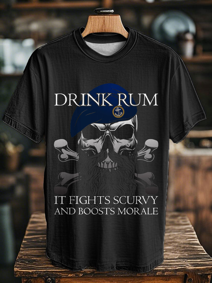 Unisex Royal Navy Veteran Drink Rum Printed T-shirt