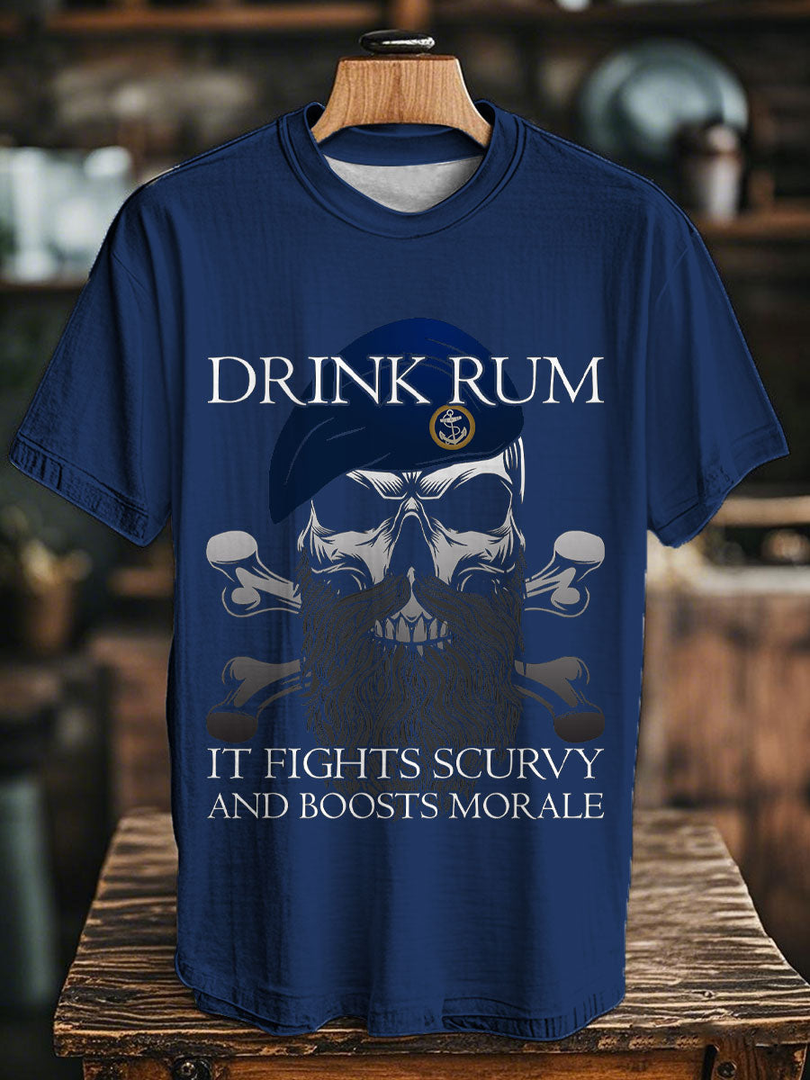 Unisex Royal Navy Veteran Drink Rum Printed T-shirt