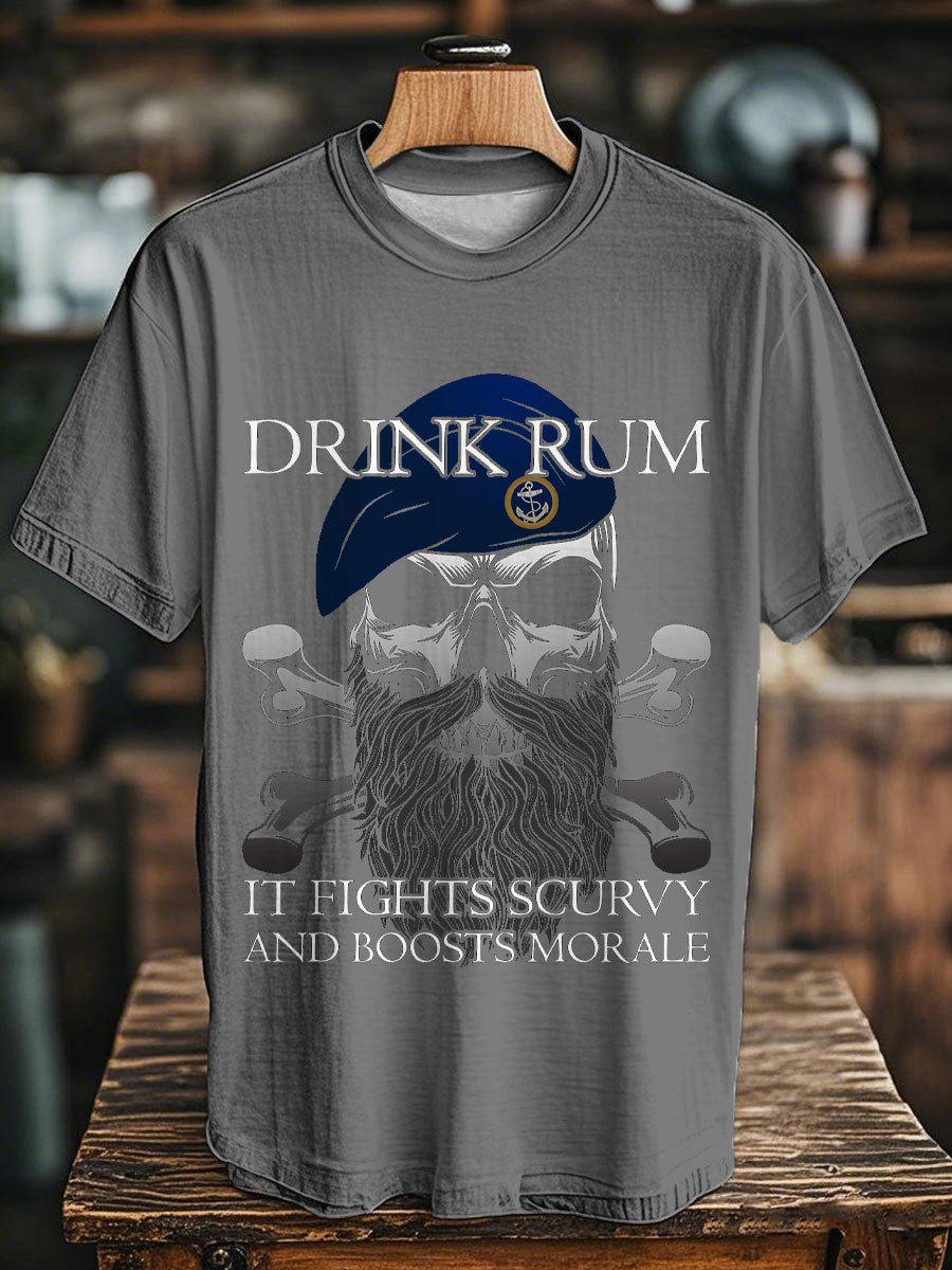 Unisex Royal Navy Veteran Drink Rum Printed T-shirt