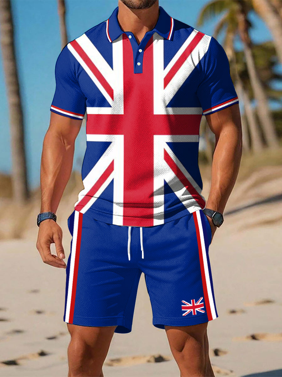 Men's UK Flag Print Casual Two-Piece Set