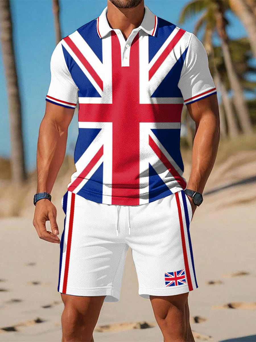 Men's UK Flag Print Casual Two-Piece Set