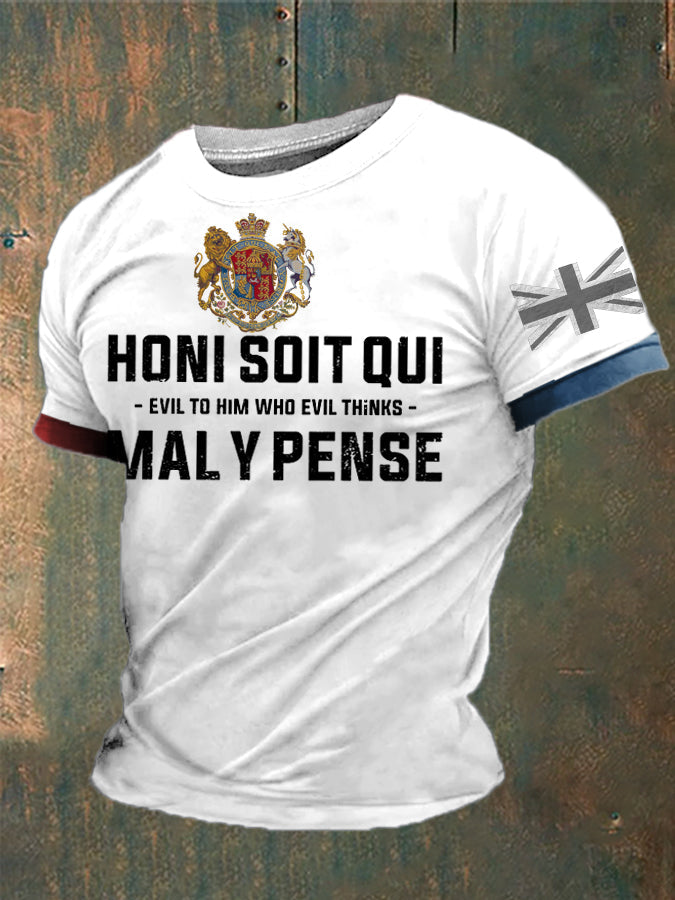 Men's Honi Soit Qui Mal Y Pense Printed T-shirt