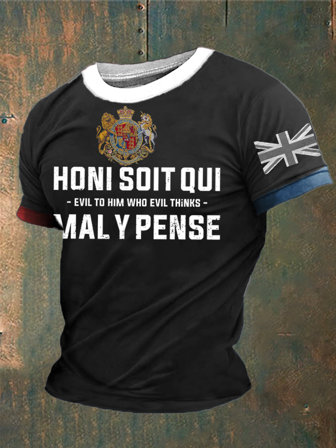 Men's Honi Soit Qui Mal Y Pense Printed T-shirt