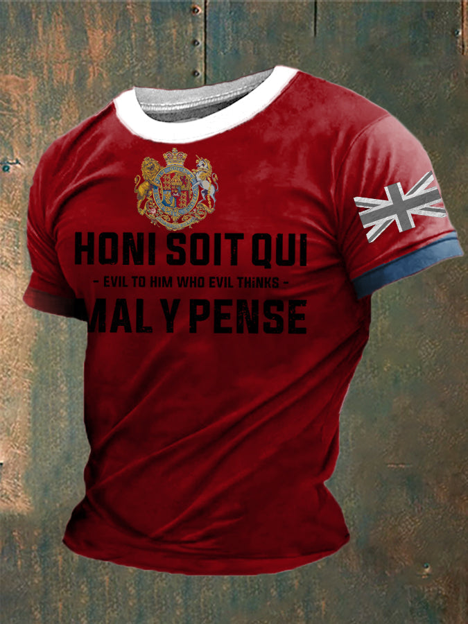 Men's Honi Soit Qui Mal Y Pense Printed T-shirt