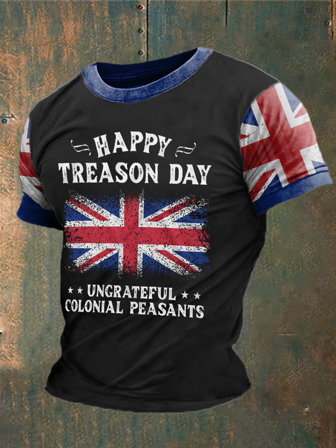 Men's Funny Happy Treason Day Printed T-shirt