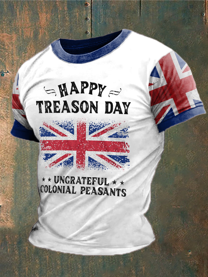 Men's Funny Happy Treason Day Printed T-shirt