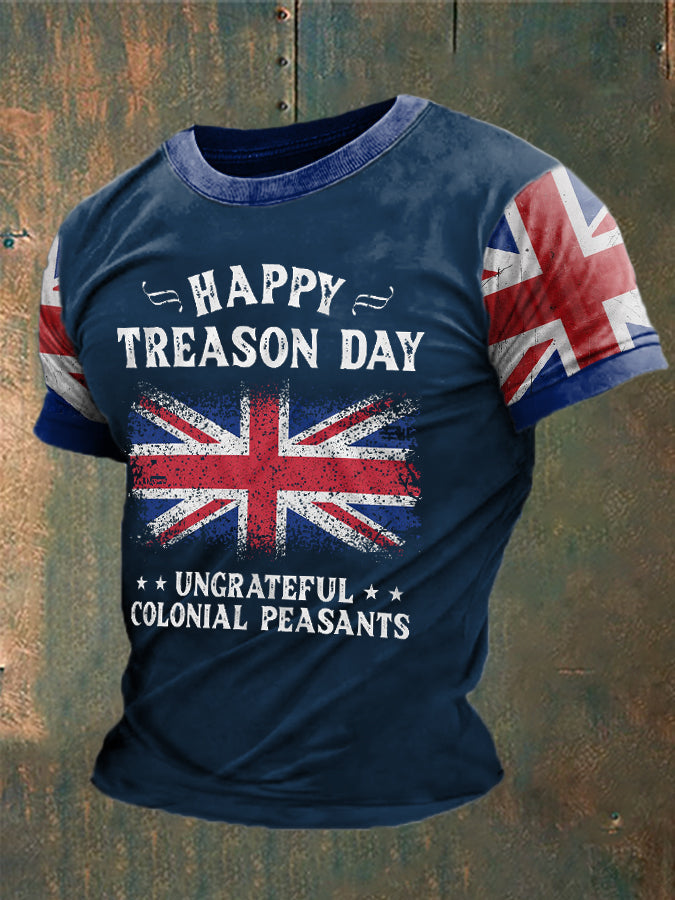 Men's Funny Happy Treason Day Printed T-shirt